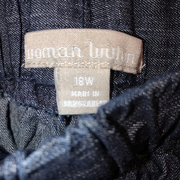 woman within AS NEW dark wash elastic waist jeans - Picture 4 of 4